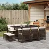 Image de vidaXL Ensemble à manger de jardin et coussins 11 pcs marron rotin