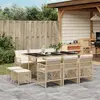 Image de vidaXL Ensemble à manger de jardin et coussins 11 pcs beige poly rotin