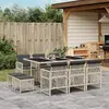 Image de vidaXL Ensemble à manger de jardin 11pcs avec coussins gris poly rotin
