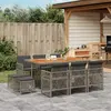 Image de vidaXL Ensemble à manger de jardin 11pcs avec coussins gris poly rotin