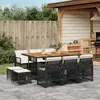 Image de vidaXL Ensemble à manger de jardin 11 pcs coussins noir résine tressée