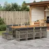 Image de vidaXL Ensemble à manger de jardin coussins 13 pcs gris résine tressée