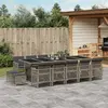 Image de vidaXL Ensemble à manger de jardin 15 pcs coussins gris résine tressée