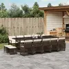 Image de vidaXL Ensemble à manger de jardin avec coussins 15 pcs marron rotin