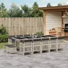 Image de vidaXL Ensemble à manger de jardin et coussins 15 pcs gris clair rotin