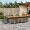 Image de vidaXL Ensemble à manger de jardin 15 pcs coussins gris résine tressée