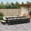 Image de vidaXL Ensemble à manger de jardin 17 pcs coussins noir résine tressée