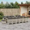 Image de vidaXL Ensemble à manger de jardin et coussins 17 pcs gris clair rotin