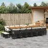 Image de vidaXL Ensemble à manger de jardin 17 pcs coussins noir résine tressée