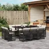 Image de vidaXL Ensemble à manger de jardin 11 pcs coussins noir résine tressée