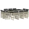 Image de vidaXL Ensemble à manger de jardin 11pcs avec coussins gris poly rotin