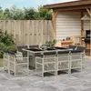 Image de vidaXL Ensemble à manger de jardin 11pcs avec coussins gris poly rotin