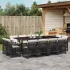 Image de vidaXL Ensemble à manger de jardin 13 pcs coussins noir résine tressée