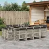 Image de vidaXL Ensemble à manger de jardin et coussins 13 pcs gris clair rotin