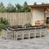 Image de vidaXL Ensemble à manger de jardin et coussins 15 pcs gris clair rotin