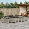 Image de vidaXL Ensemble à manger de jardin et coussins 17 pcs gris clair rotin