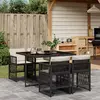 Image de vidaXL Ensemble à manger de jardin coussins 5pcs Noir Résine tressée