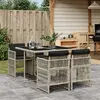 Image de vidaXL Ensemble à manger de jardin et coussins 5 pcs gris clair rotin
