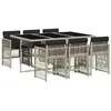Image de vidaXL Ensemble à manger de jardin et coussins 7 pcs gris clair rotin