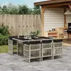 Image de vidaXL Ensemble à manger de jardin et coussins 7 pcs gris clair rotin