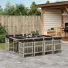 Image de vidaXL Ensemble à manger de jardin et coussins 9 pcs gris clair rotin