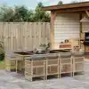 Image de vidaXL Ensemble à manger de jardin et coussins 9 pcs mélange beige