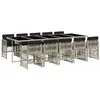 Image de vidaXL Ensemble à manger de jardin 11pcs avec coussins gris poly rotin