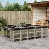Image de vidaXL Ensemble à manger de jardin 11pcs avec coussins gris poly rotin