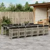 Image de vidaXL Ensemble à manger de jardin et coussins 13 pcs gris clair rotin