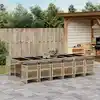 Image de vidaXL Ensemble à manger de jardin coussins 13 pcs mélange beige rotin