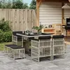 Image de vidaXL Ensemble à manger de jardin et coussins 9 pcs gris clair rotin