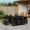 Image de vidaXL Ensemble à manger de jardin 11 pcs coussins noir résine tressée