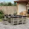 Image de vidaXL Ensemble à manger de jardin 11pcs avec coussins gris poly rotin