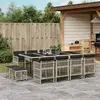 Image de vidaXL Ensemble à manger de jardin et coussins 13 pcs gris clair rotin