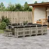 Image de vidaXL Ensemble à manger de jardin et coussins 15 pcs gris clair rotin