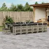 Image de vidaXL Ensemble à manger de jardin et coussins 17 pcs gris clair rotin