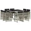 Image de vidaXL Ensemble à manger de jardin et coussins 9 pcs gris clair rotin
