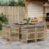 Image de vidaXL Ensemble à manger de jardin et coussins 9 pcs mélange beige