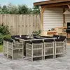 Image de vidaXL Ensemble à manger de jardin 11pcs avec coussins gris poly rotin