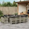 Image de vidaXL Ensemble à manger de jardin et coussins 13 pcs gris clair rotin
