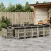 Image de vidaXL Ensemble à manger de jardin et coussins 15 pcs gris clair rotin