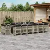Image de vidaXL Ensemble à manger de jardin et coussins 17 pcs gris clair rotin