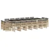 Image de vidaXL Ensemble à manger de jardin et coussins 17 pcs mélange beige