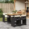 Image de vidaXL Ensemble à manger de jardin coussins 5pcs Noir Résine tressée