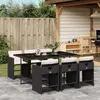 Image de vidaXL Ensemble à manger de jardin coussins 7pcs Noir Résine tressée