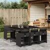 Image de vidaXL Ensemble à manger de jardin coussins 7pcs Noir Résine tressée