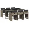 Image de vidaXL Ensemble à manger de jardin et coussins 7 pcs gris rotin