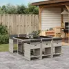 Image de vidaXL Ensemble à manger de jardin et coussins 7 pcs gris clair rotin