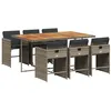 Image de vidaXL Ensemble à manger de jardin et coussins 7 pcs gris rotin