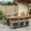 Image de vidaXL Ensemble à manger de jardin et coussins 7 pcs gris rotin